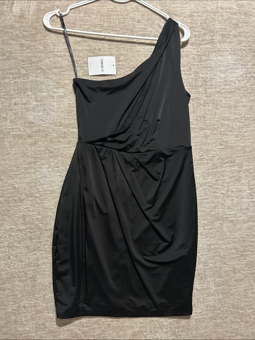 Forever 21 Black One-Shoulder Ruched Cocktail Dress